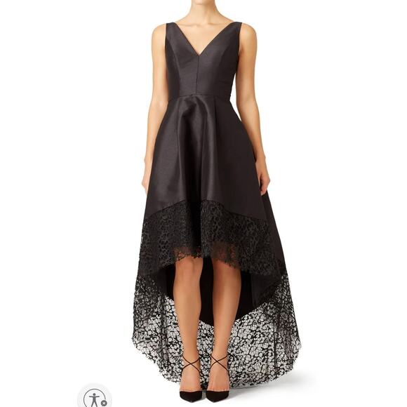 Monique Lhuillier ML Collection Black High-Low Lace Hem Gown – Size 10 - Picture 1 of 13